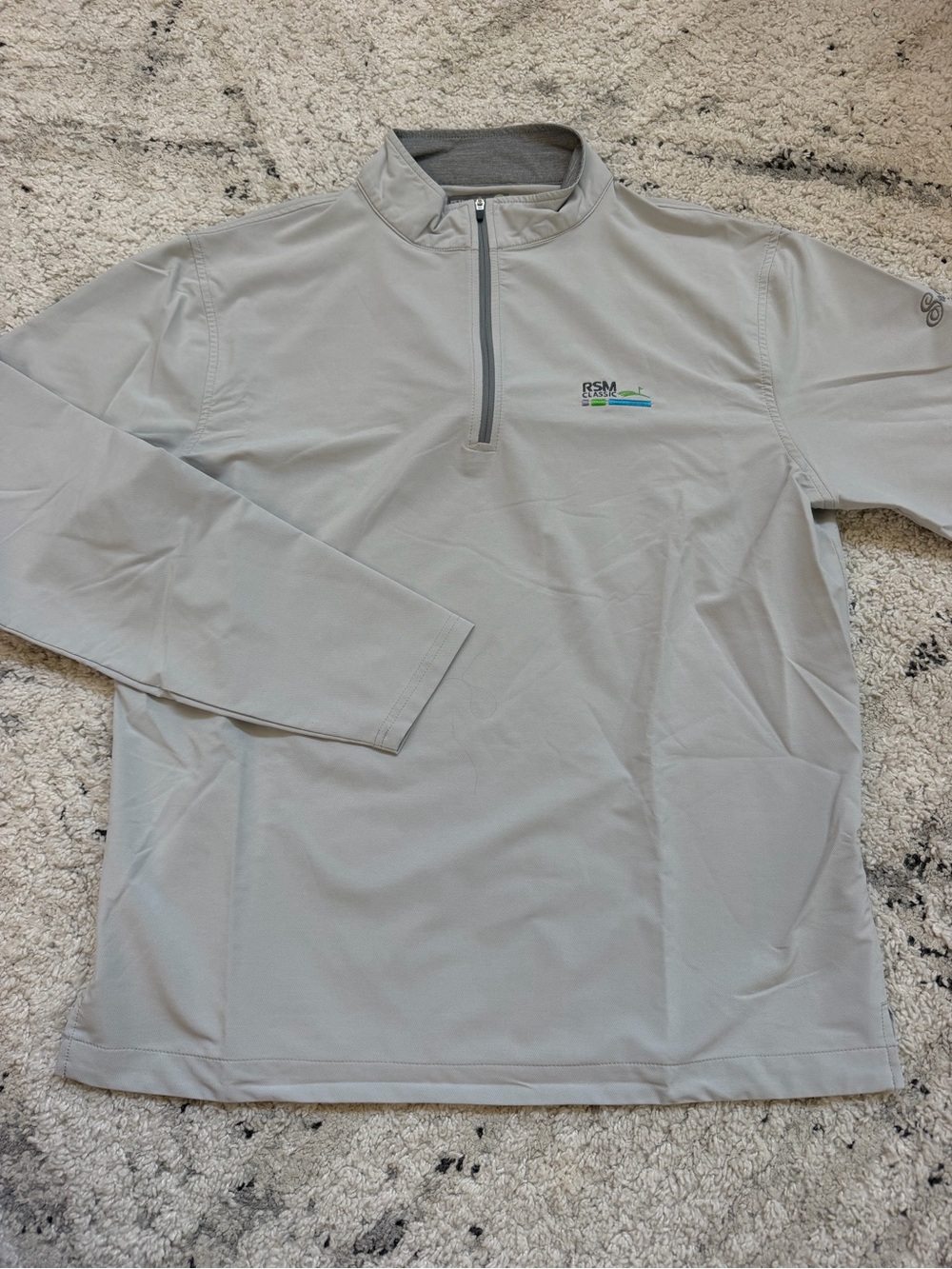 Peter Millar Men's Light Gray Quarter-Zip Shirt Jacket (Sea Island)